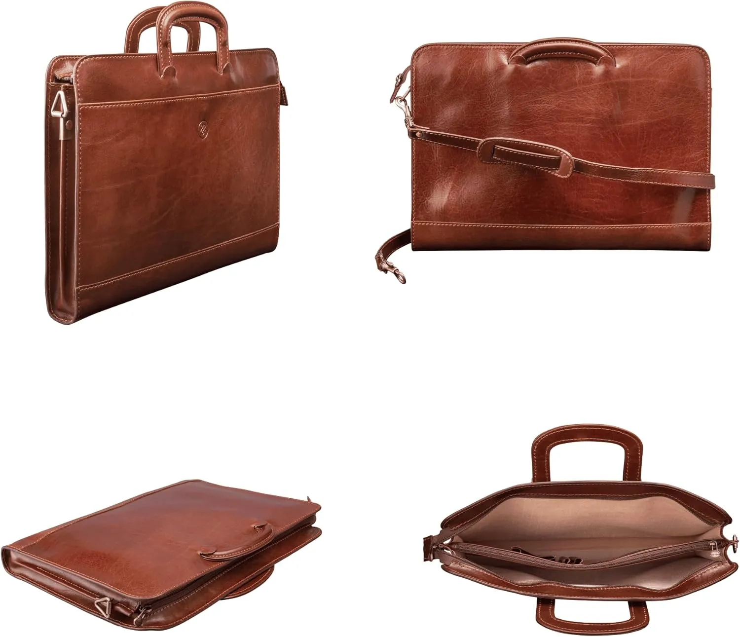 Maxwell Scott - Mens Luxury Leather Slim Document Case Portfolio with Handles - Handmade in Italy - The Barolo