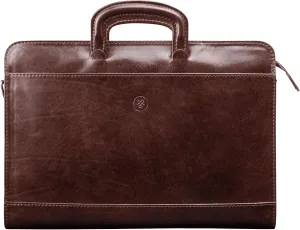 Maxwell Scott - Mens Luxury Leather Slim Document Case Portfolio with Handles - Handmade in Italy - The Barolo