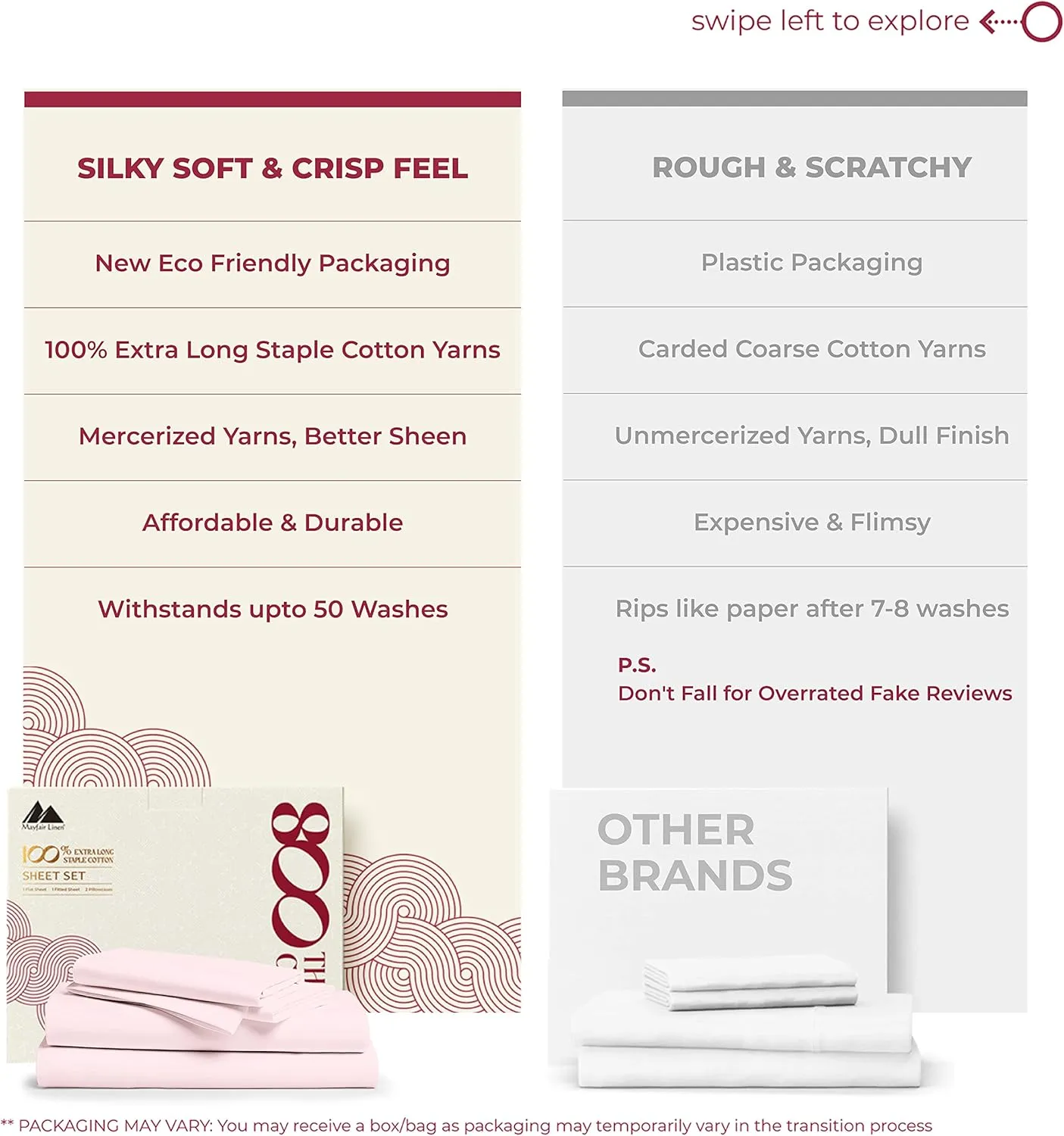 Mayfair Linen Egyptian Cotton Sheet Set - 800 TC 4 PC Blush Queen Bedsheet for Queen Size Bed, Sateen Weave Luxury Hotel Sheets, Soft Cooling Bedding Sheets, 16" Deep Pocket
