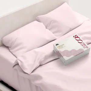 Mayfair Linen Egyptian Cotton Sheet Set - 800 TC 4 PC Blush Queen Bedsheet for Queen Size Bed, Sateen Weave Luxury Hotel Sheets, Soft Cooling Bedding Sheets, 16" Deep Pocket