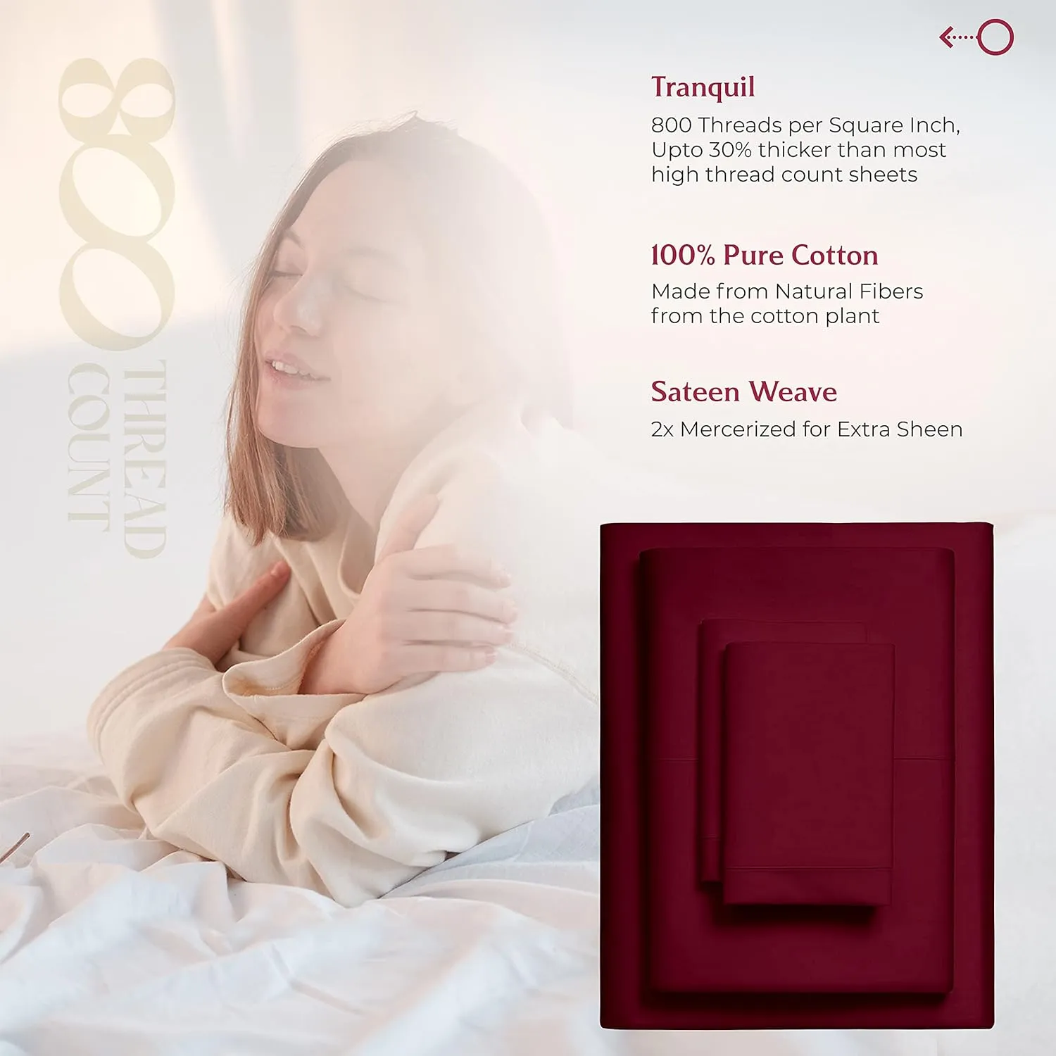 Mayfair Linen Egyptian Cotton Sheet Set - 800 TC 4 PC Burgundy Queen Bedsheet for Queen Size Bed, Sateen Weave Luxury Hotel Sheets, Soft Cooling Sheets, 16" Deep Pocket (Fits Upto 18" Mattress)