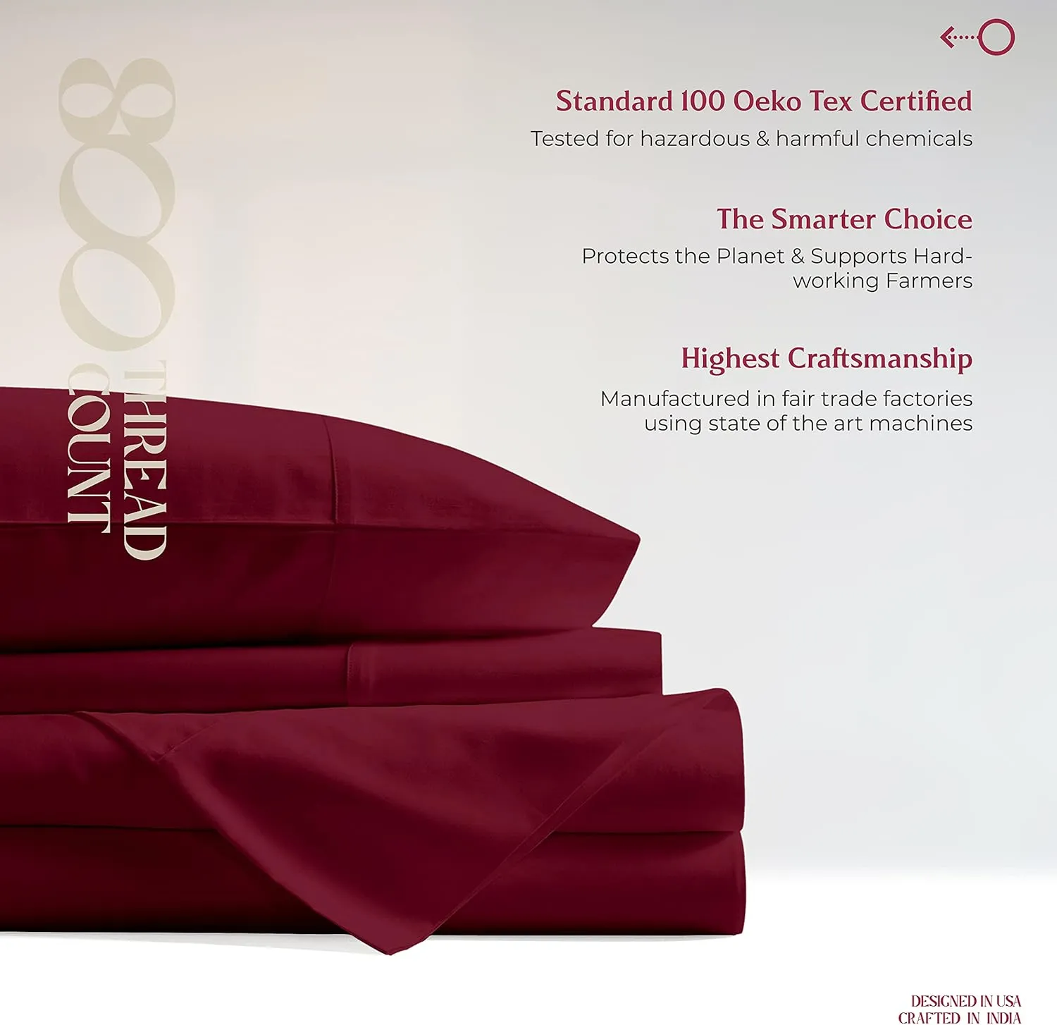 Mayfair Linen Egyptian Cotton Sheet Set - 800 TC 4 PC Burgundy Queen Bedsheet for Queen Size Bed, Sateen Weave Luxury Hotel Sheets, Soft Cooling Sheets, 16" Deep Pocket (Fits Upto 18" Mattress)