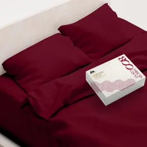 Mayfair Linen Egyptian Cotton Sheet Set - 800 TC 4 PC Burgundy Queen Bedsheet for Queen Size Bed, Sateen Weave Luxury Hotel Sheets, Soft Cooling Sheets, 16" Deep Pocket (Fits Upto 18" Mattress)