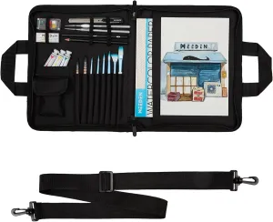 MEEDEN Sketch Bag: Portable Artist Sketch Portfolio Case for 9" x 12" Sketchbook & Watercolor Pads - Zippered Art Travel Bag for Brushes, Pens, Pencils & Art Supplies