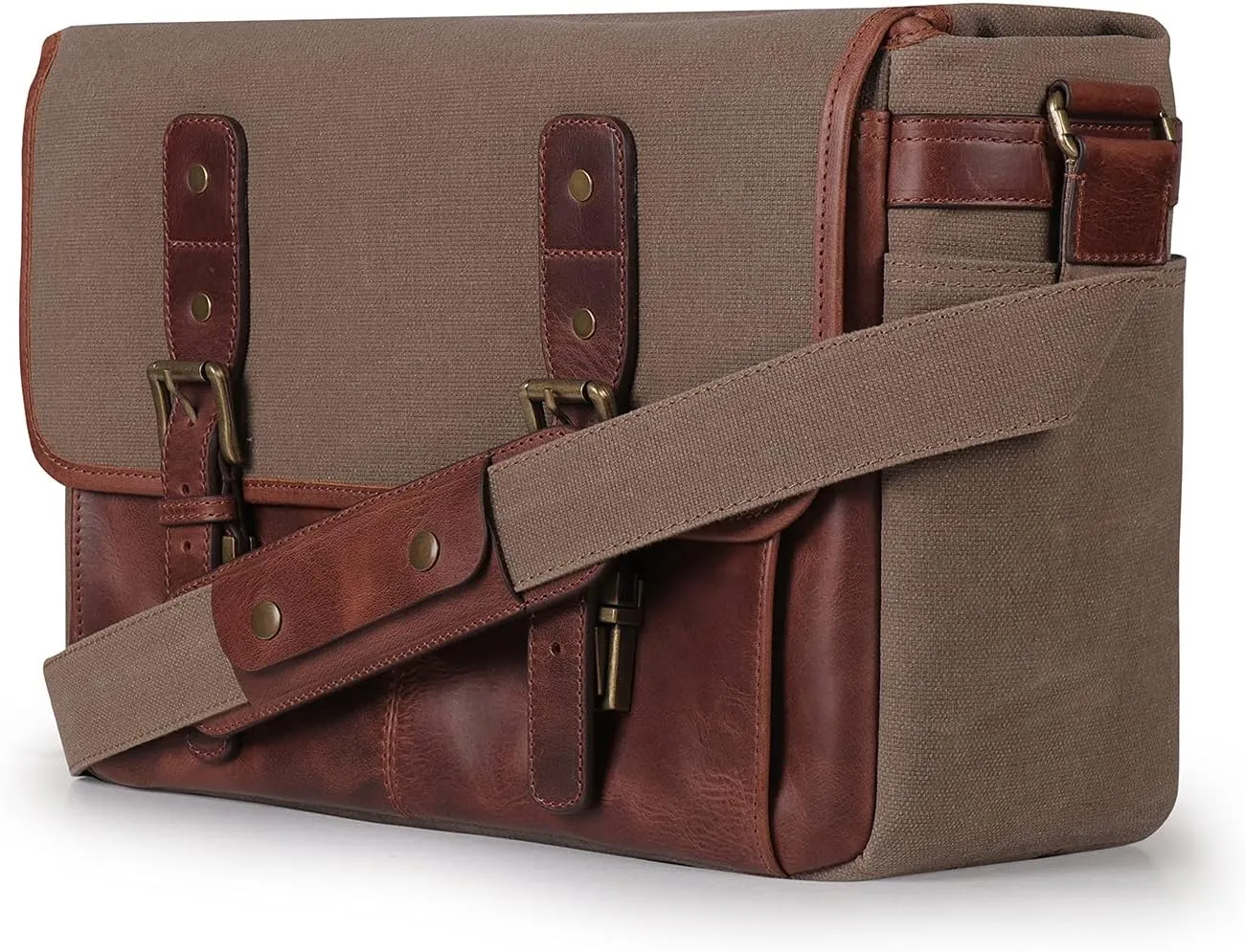 MegaGear Italian Leather Messenger Bag, Lightweight Unisex Business Briefcase Satchel Portfolio, Multi Compartment