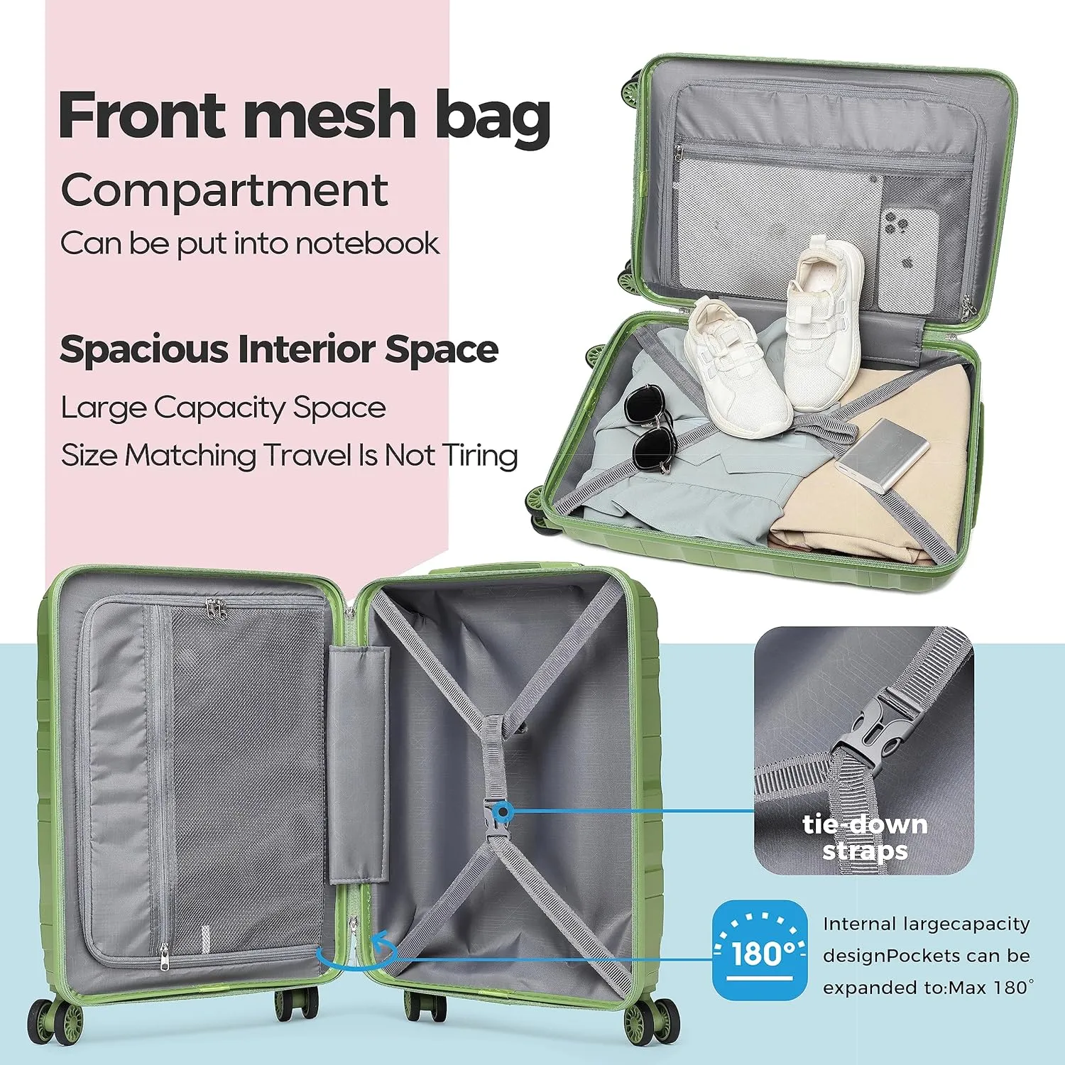Melalenia Luggage Sets 3 Piece Expandable Suitcase Set, PP Hardshell Suitcase with Spinner Wheels,Lightweight Carry On Luggage with TSA Lock for Women