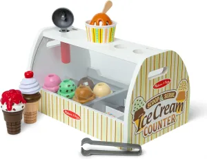 Melissa & Doug Wooden Scoop and Serve Ice Cream Counter With Play Food and Accessories (28 Pcs) Pretend Food, Ice Cream Toys, For Kids Ages 3 