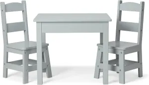 Melissa & Doug Wooden Table & Chairs-Gray Kids Furniture , Grey