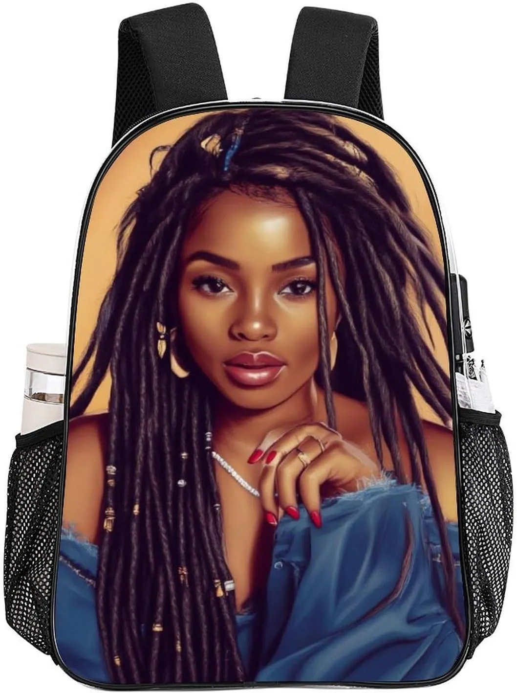 Men Women Lightweight African American Black Woman woman Art Daypack Bookbag Big Capacity Carry On Bag Transparent Bag for Camping Travel Bicycle