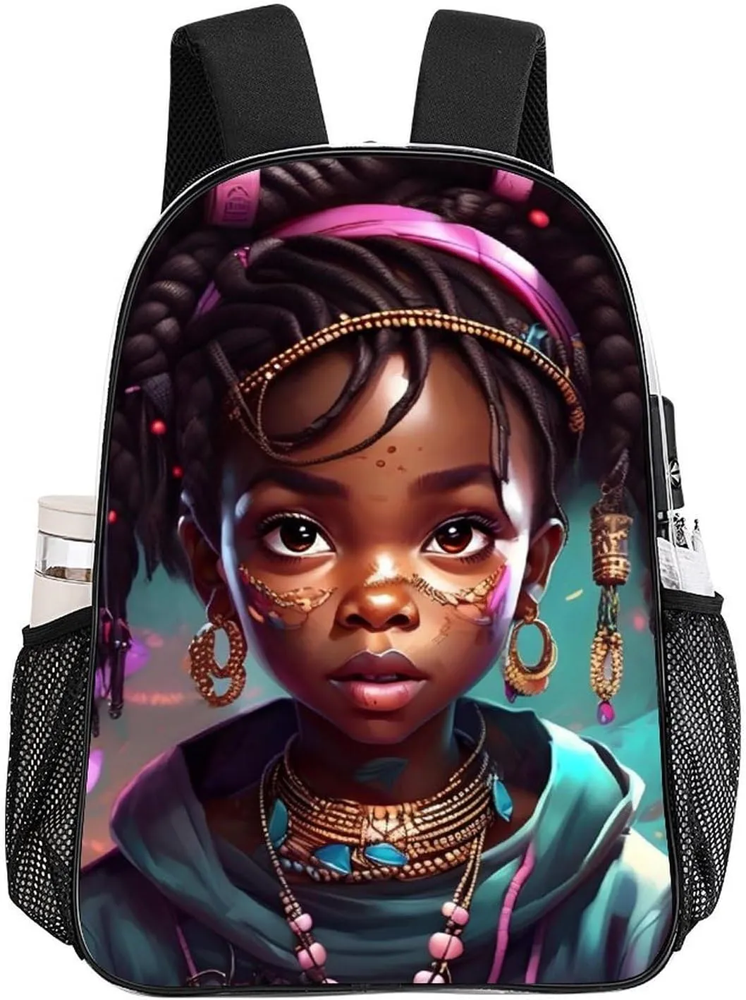 Men Women Lightweight African American Black Women Women Art Backpack Large Capacity Carry On Bag Transparent Bag for Sports Work Walking Cycling
