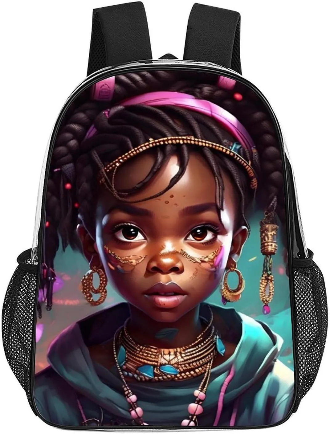 Men Women Lightweight African American Black Women Women Art Backpack Large Capacity Carry On Bag Transparent Bag for Sports Work Walking Cycling