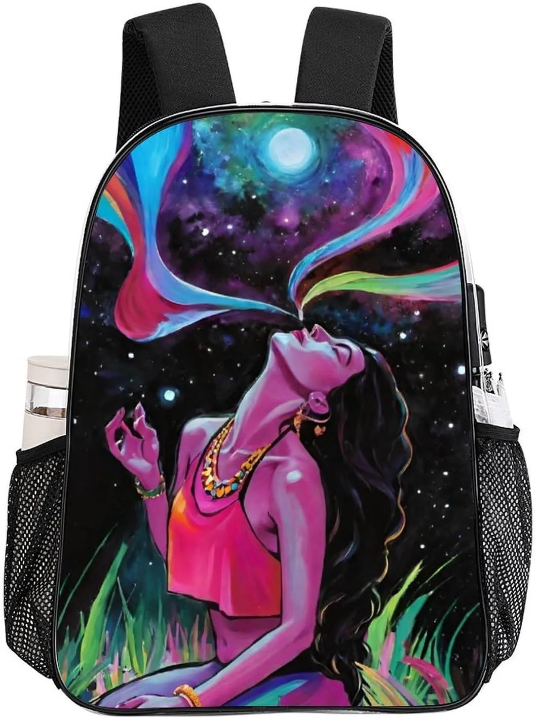 Men Women Lightweight Trippy Galaxy Women Rainbow Art Daypack Bookbag Big Capacity Carry On Bag Transparent Bag for Camping Travel Bicycle
