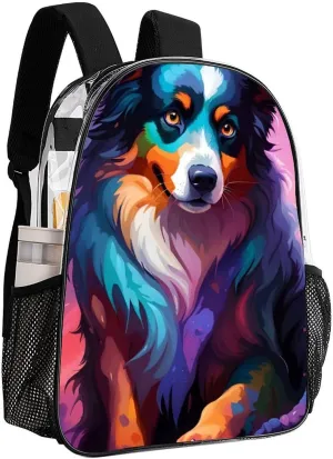 Men Women Transparent Lovely Alaska Dog Art Daypack Backpack Large Capacity Carry On Bag With Smooth Zippers for Hiking Picnic Walking Cycling