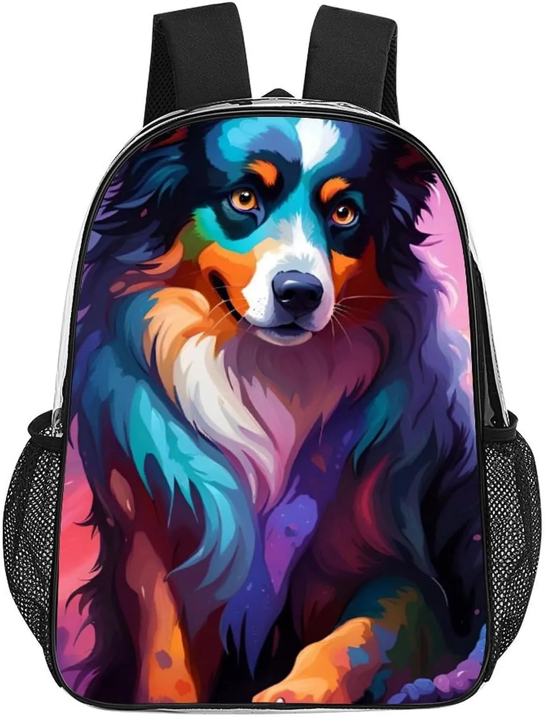 Men Women Transparent Lovely Alaska Dog Art Daypack Backpack Large Capacity Carry On Bag With Smooth Zippers for Hiking Picnic Walking Cycling