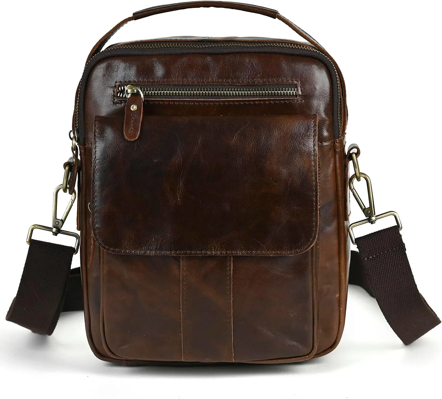 Mens Genuine Leather Sling Messenger Shoulder Cross body Satchel Bag Handle Tote Business Briefcase Portfolio