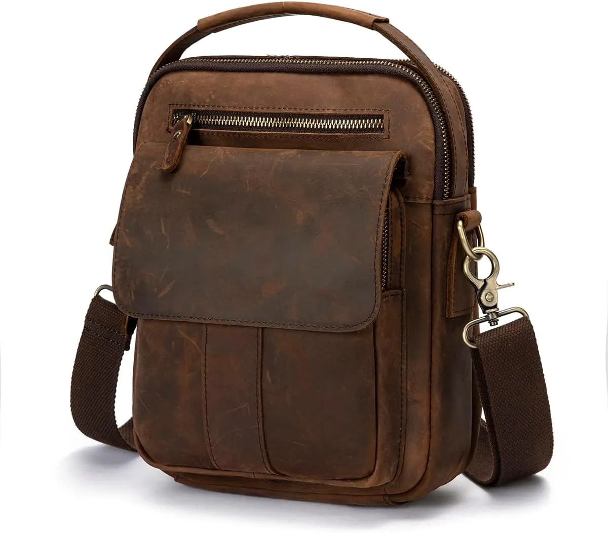 Mens Genuine Leather Sling Messenger Shoulder Cross body Satchel Bag Handle Tote Business Briefcase Portfolio