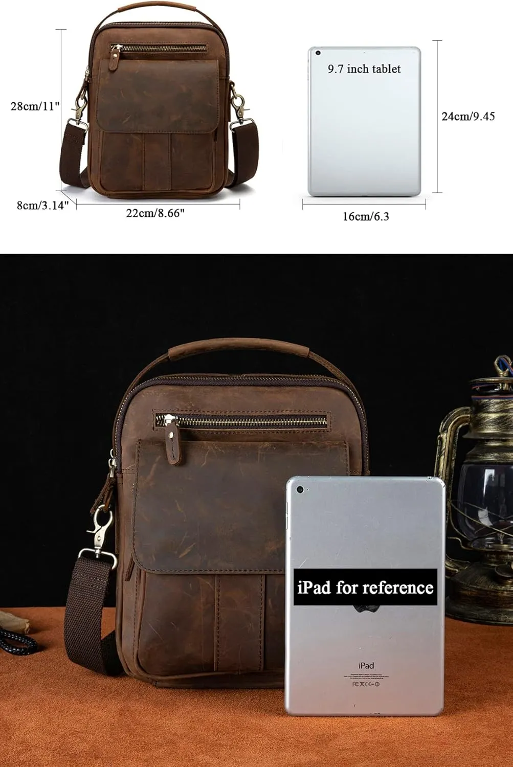 Mens Genuine Leather Sling Messenger Shoulder Cross body Satchel Bag Handle Tote Business Briefcase Portfolio