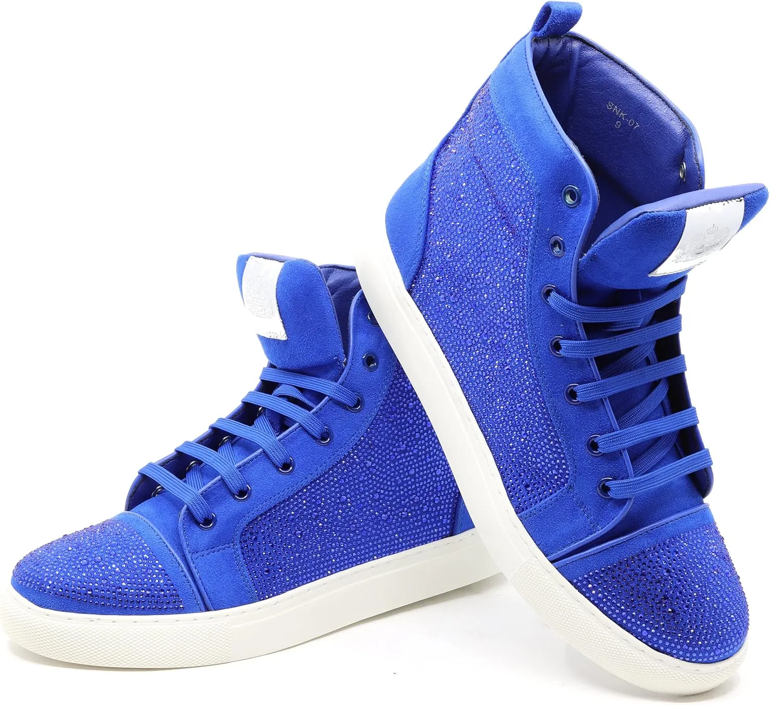 Men's High Top Crystal Shimmer Rhinestone Flat Fashion Casual Sneakers Shoes SNK-07