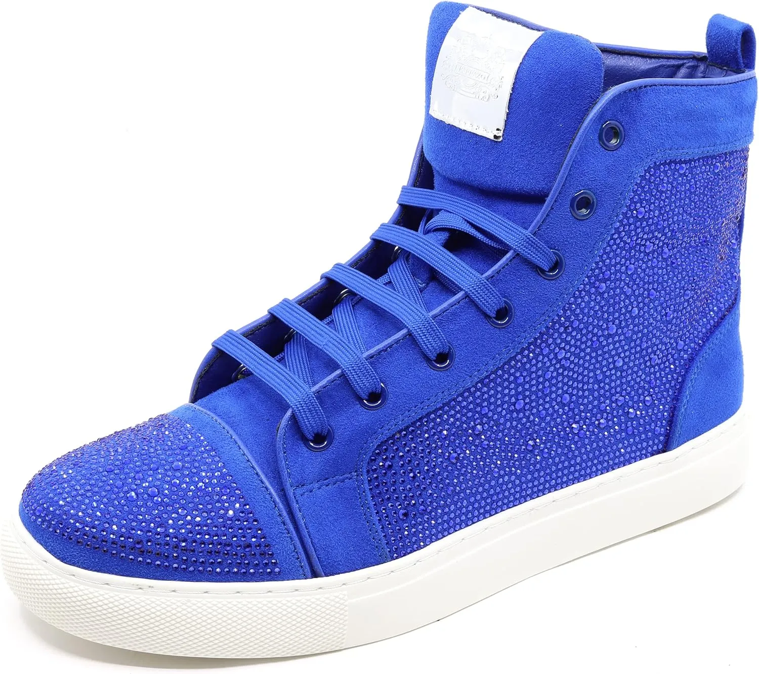 Men's High Top Crystal Shimmer Rhinestone Flat Fashion Casual Sneakers Shoes SNK-07