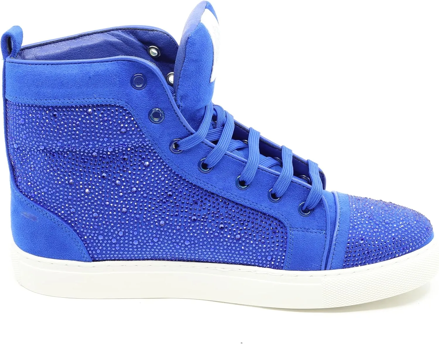 Men's High Top Crystal Shimmer Rhinestone Flat Fashion Casual Sneakers Shoes SNK-07