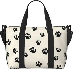 Meow Footprints Travel Duffel Bag Tote Carry On Luggage Bag Water Resistant Weekender Overnight Bags For Foldable