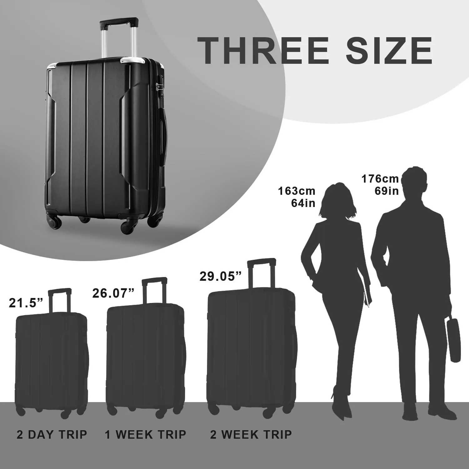 Merax 28 Inch Checked-Large Luggage with Wheels Aluminum Alloy Corner Hard Shell Suitcase TSA Luggage Suitcases for Travel Woman Men(Black)