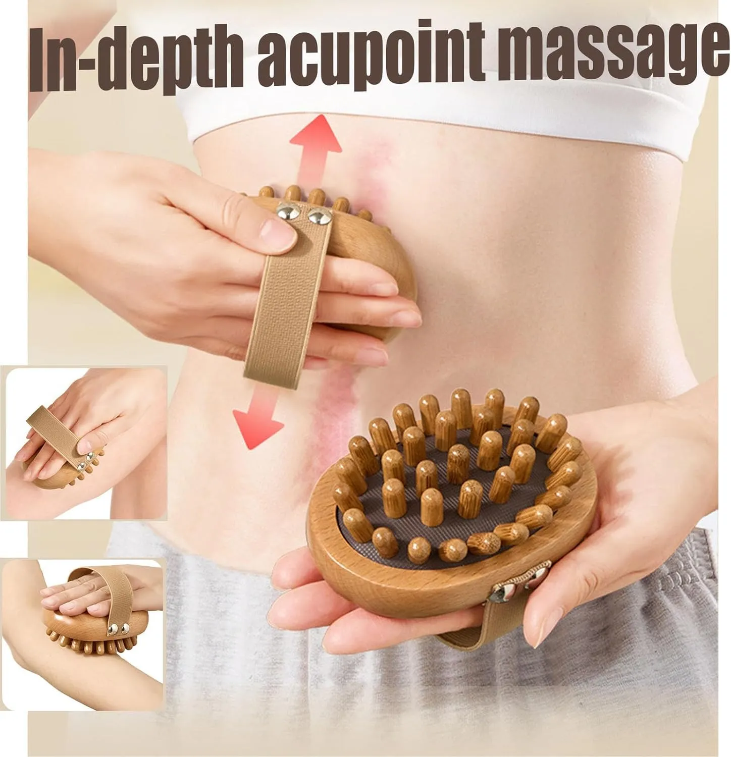Meridian Pressure Brush, Sunmoon Meridian Brush, Wood Brush for Belly Fat, Meridian Trigger Point Massager, Handheld Massager Body Brush for Body Shaping, Muscle Pain Relief (2PCS)