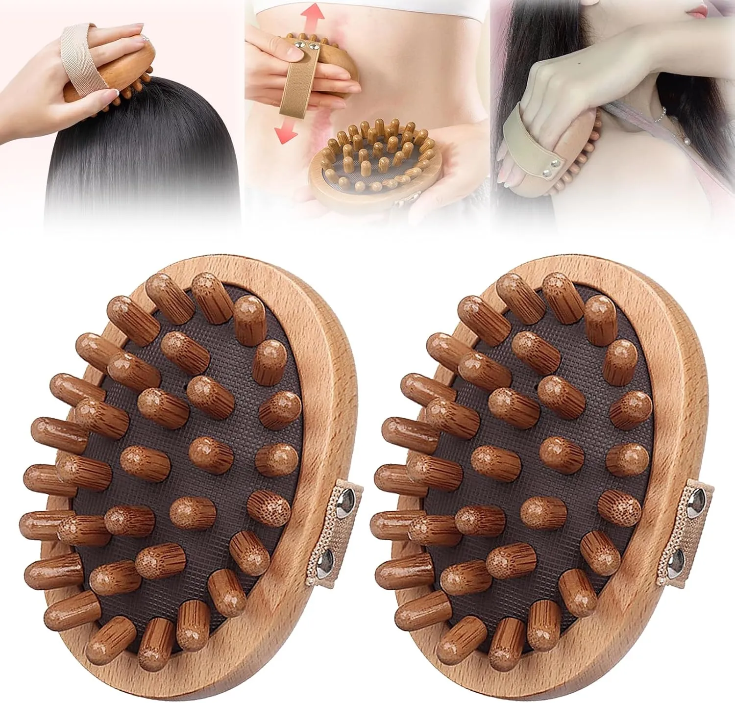Meridian Pressure Brush, Sunmoon Meridian Brush, Wood Brush for Belly Fat, Meridian Trigger Point Massager, Handheld Massager Body Brush for Body Shaping, Muscle Pain Relief (2PCS)