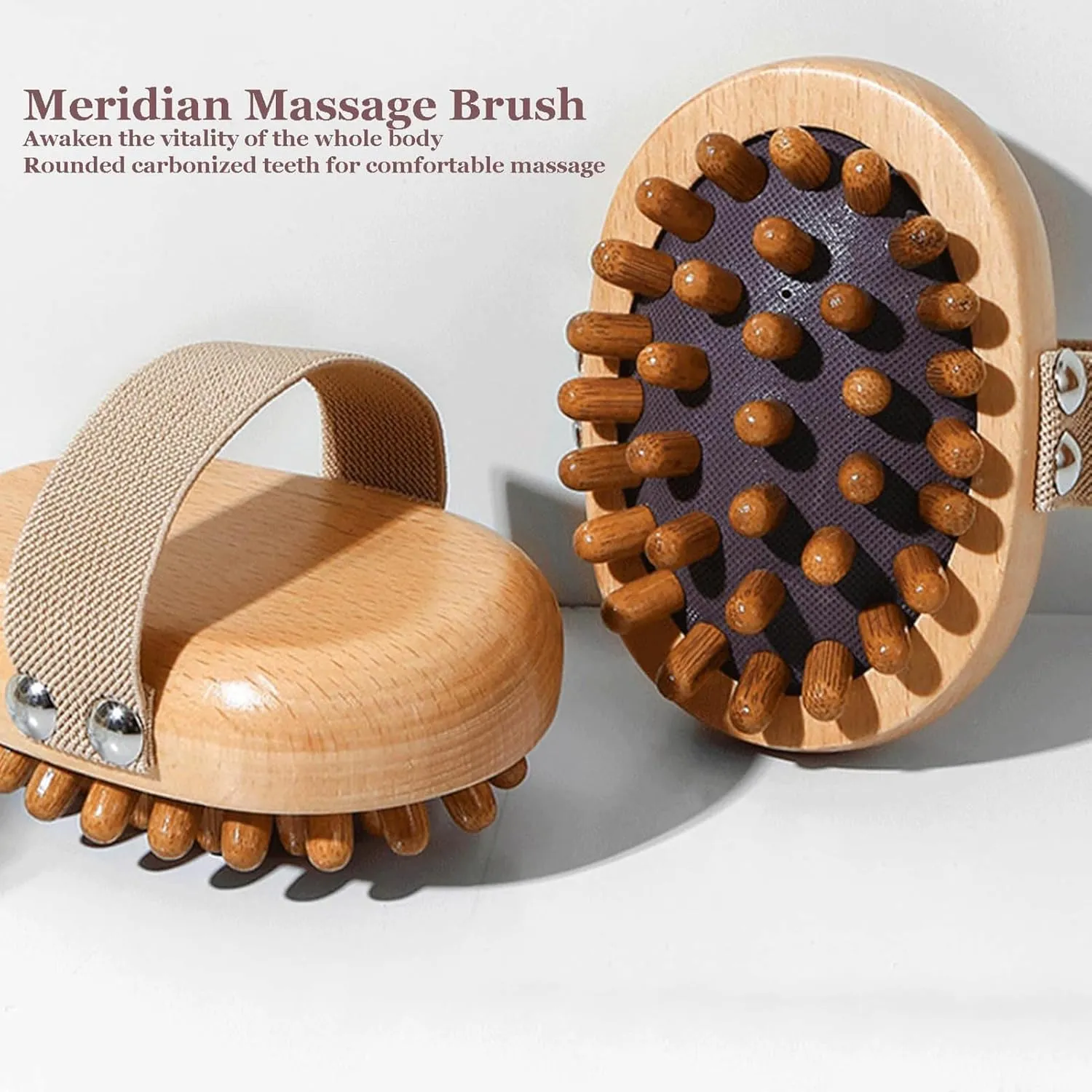 Meridian Pressure Brush, Sunmoon Meridian Brush, Wood Brush for Belly Fat, Meridian Trigger Point Massager, Handheld Massager Body Brush for Body Shaping, Muscle Pain Relief (2PCS)