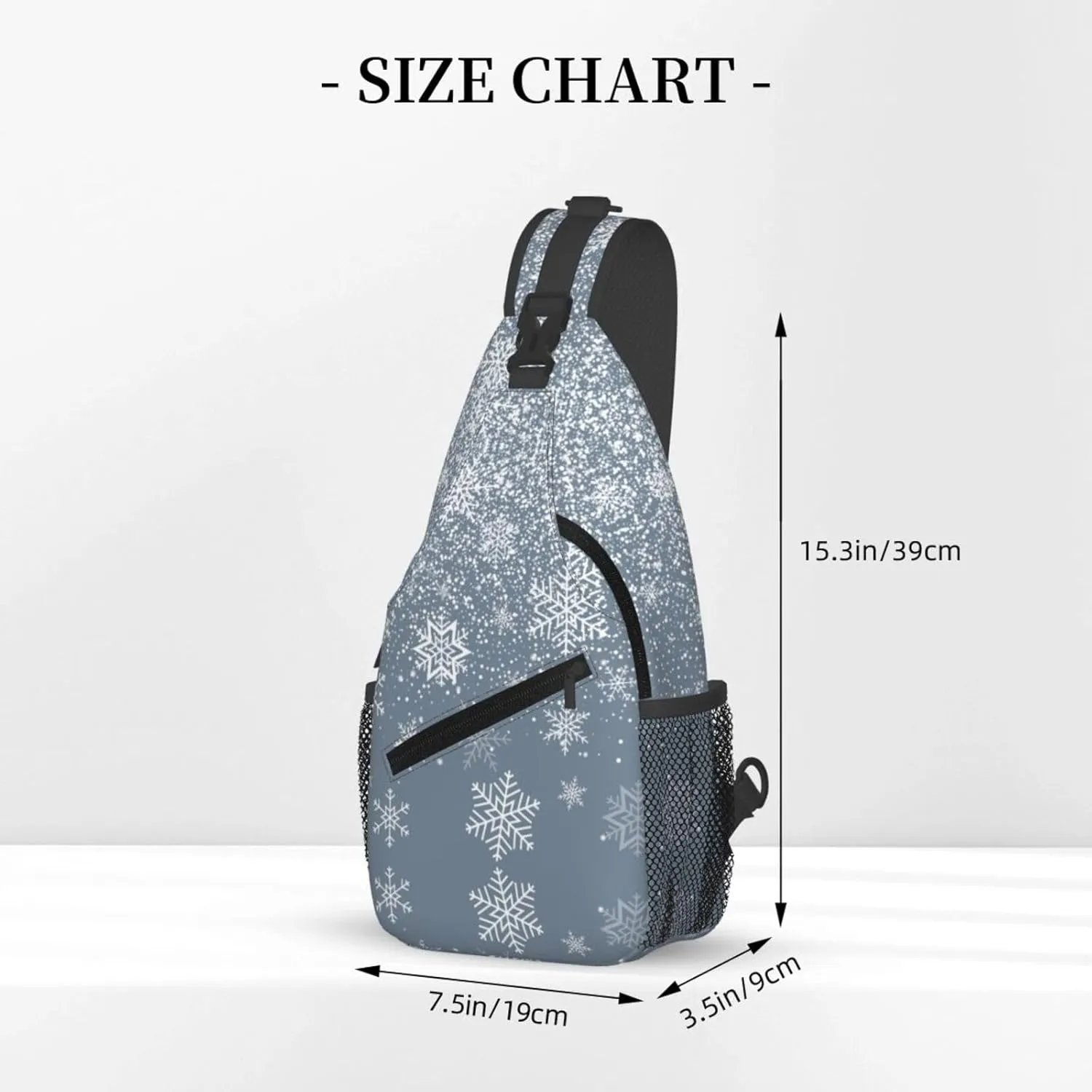 Merry Christmas White Snowflakes Cross Chest Bag Diagonally Hiking Crossbody Bag Travel Shoulder Daypack Lightweight Sling Backpack Cycling Daypacks Fitness Chest Backpacks