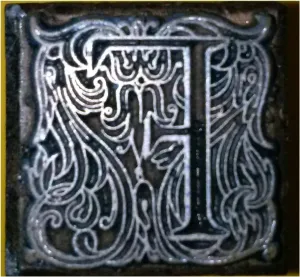 Metal Stamp "F" for Sealing Wax Medieval Floral Paisley Design 7/8" x 7/8"