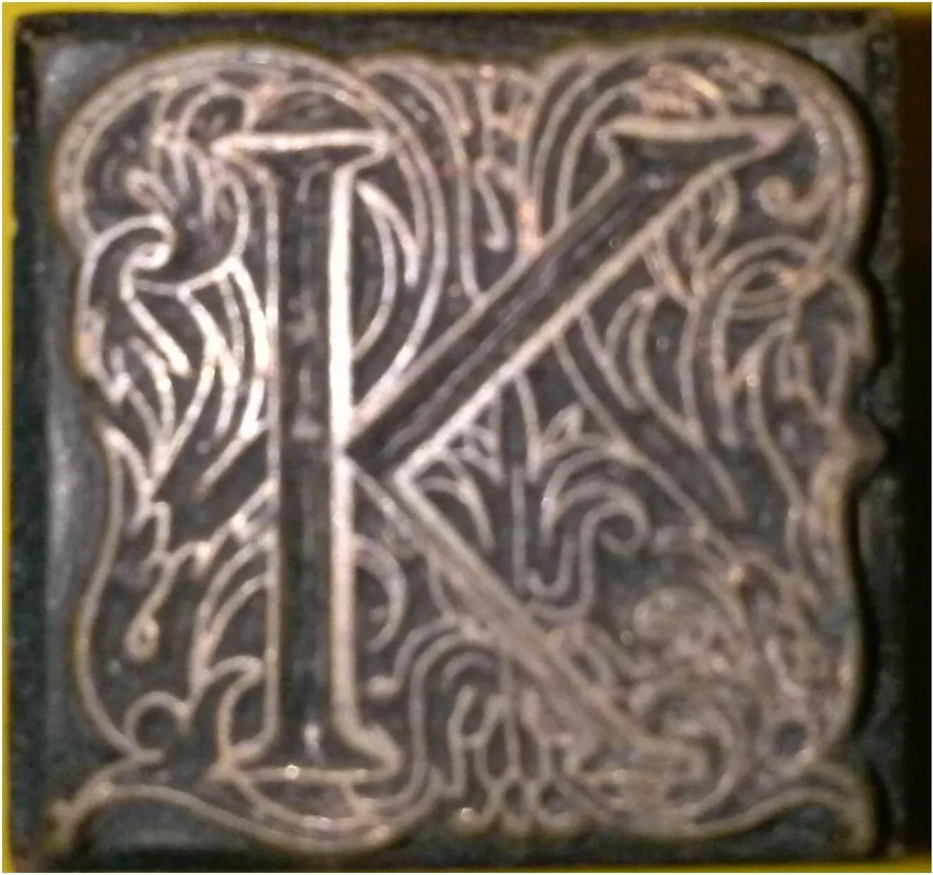 Metal Stamp "K" for Sealing Wax Medieval Floral Paisley Design 7/8" x 7/8"