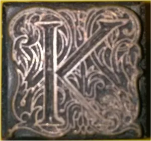 Metal Stamp "K" for Sealing Wax Medieval Floral Paisley Design 7/8" x 7/8"