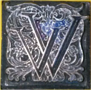 Metal Stamp "W" for Sealing Wax Medieval Floral Paisley Design 7/8" x 7/8"