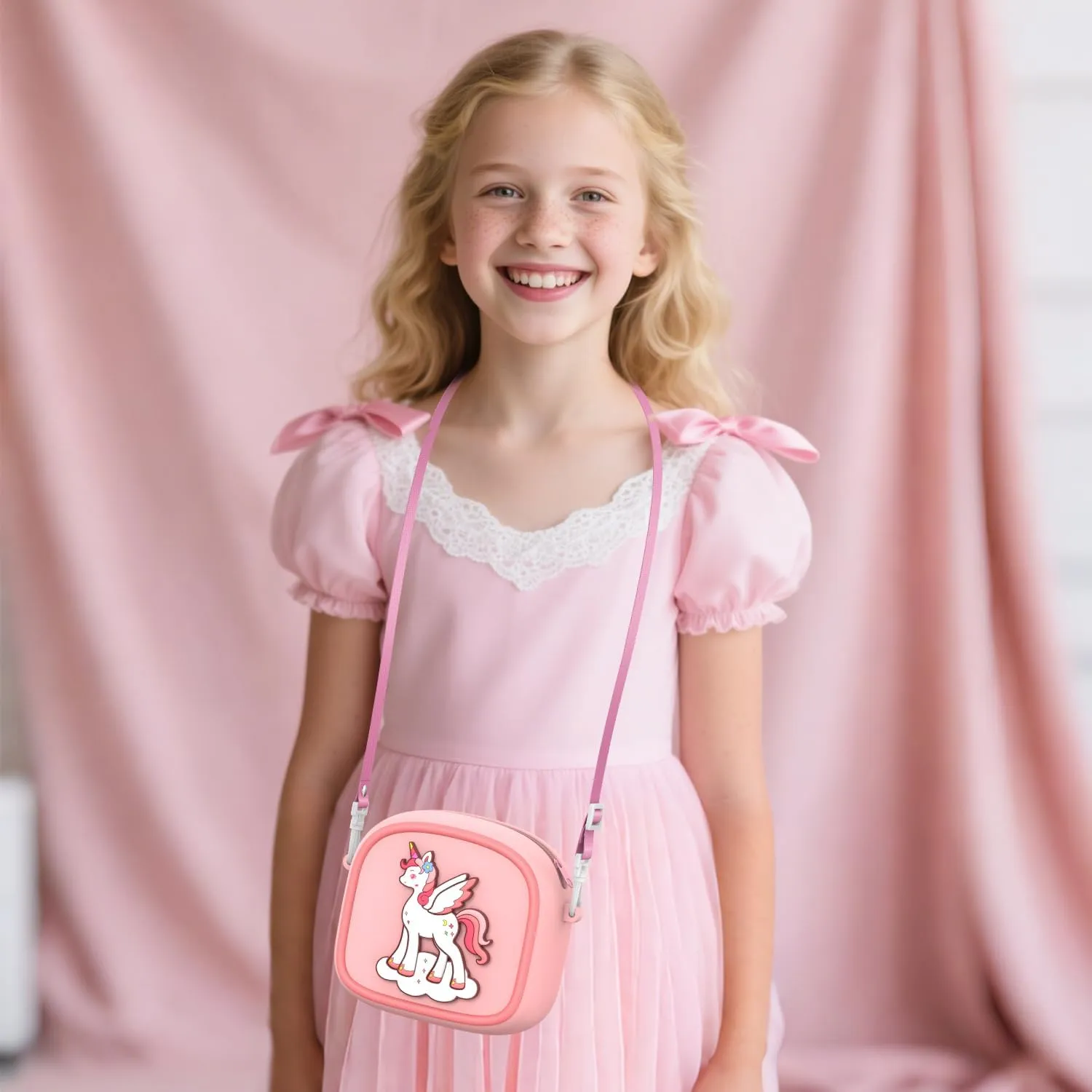 MgaoLo Kids Bag Silicone Cute Crossbody Shoulder Bag - Adjustable Strap, Water-Resistant & Easy-Open Design for Girls