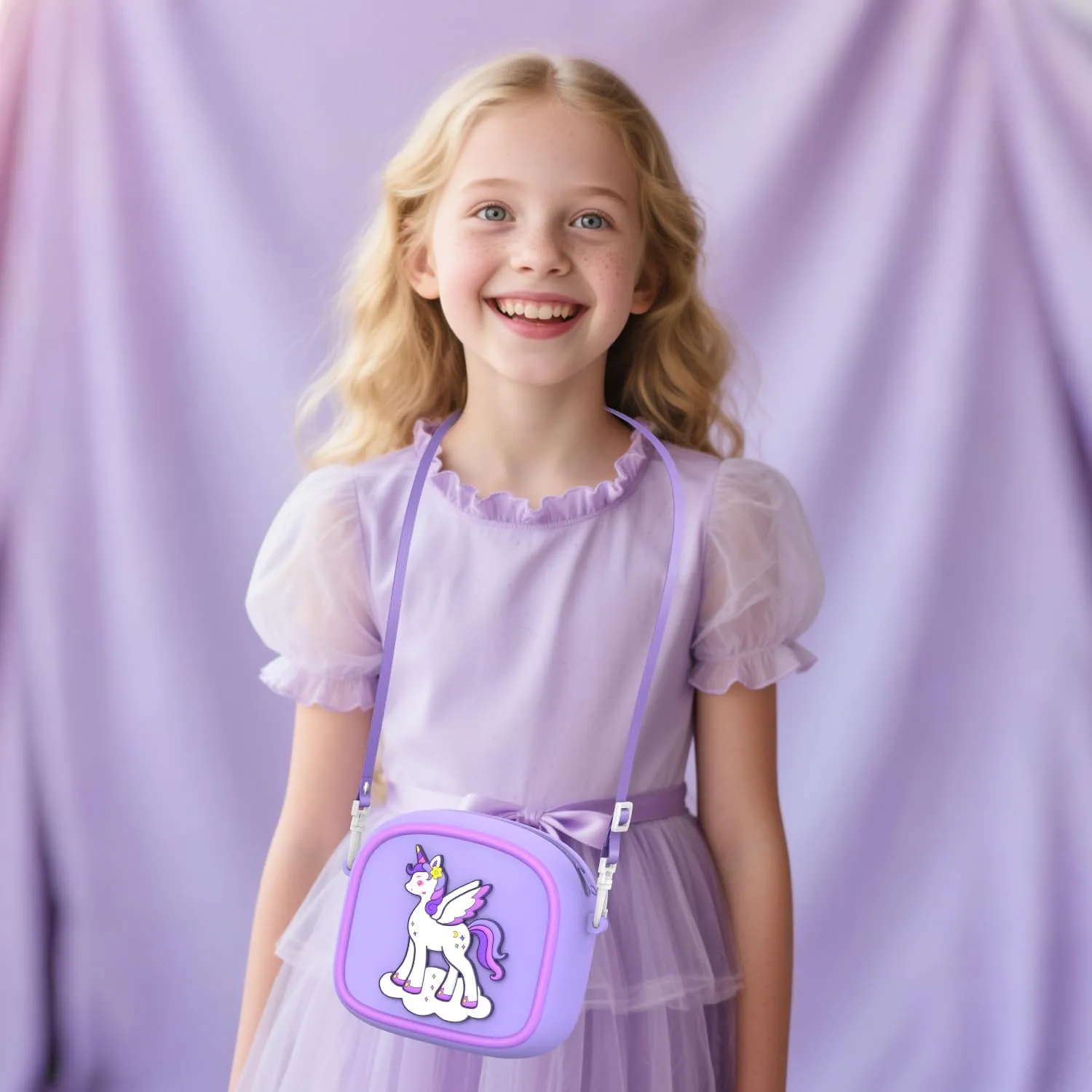 MgaoLo Kids Bag Silicone Cute Crossbody Shoulder Bag - Adjustable Strap, Water-Resistant & Easy-Open Design for Girls