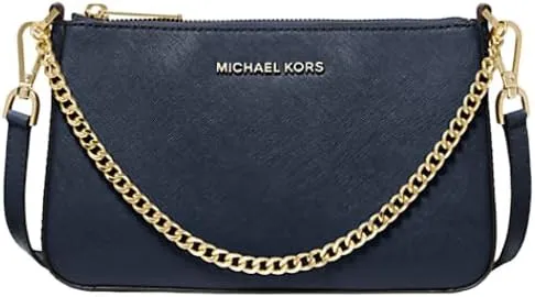 Michael Kors Jet Set Travel Medium Pouchette Crossbody Bag (Navy)