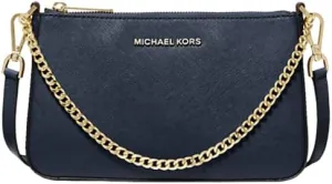 Michael Kors Jet Set Travel Medium Pouchette Crossbody Bag (Navy)