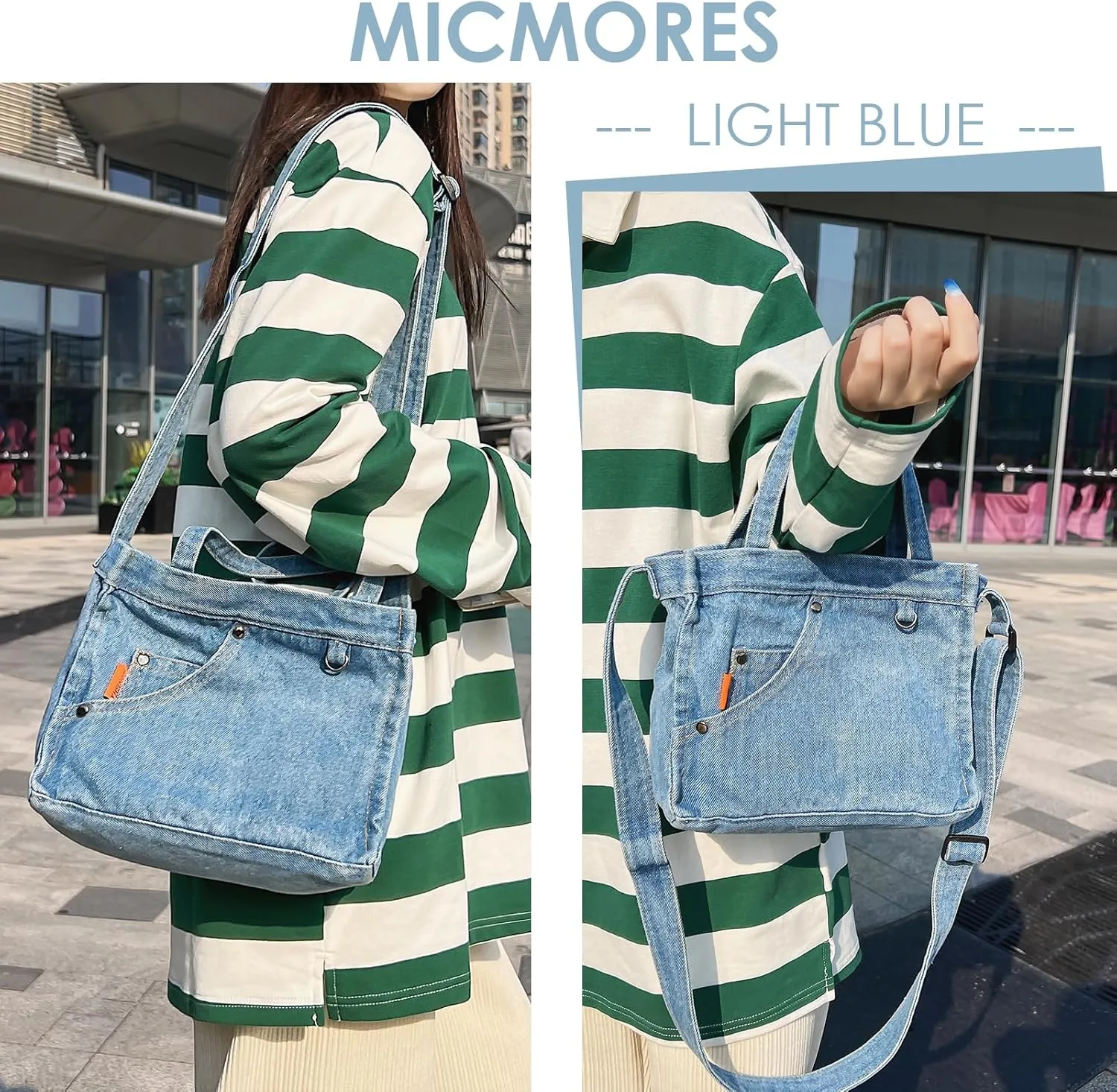 Micmores Small Crossbody Purse Denim Tote Bag Women Hobo Bag Stylish Handbag Fashion shoulder Bag