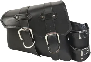Mikikit Leather Motorcycle Side Bag Bike Tail Saddle Bag Waterproof Storage Buckle Strap for Outdoor Hiking Sports
