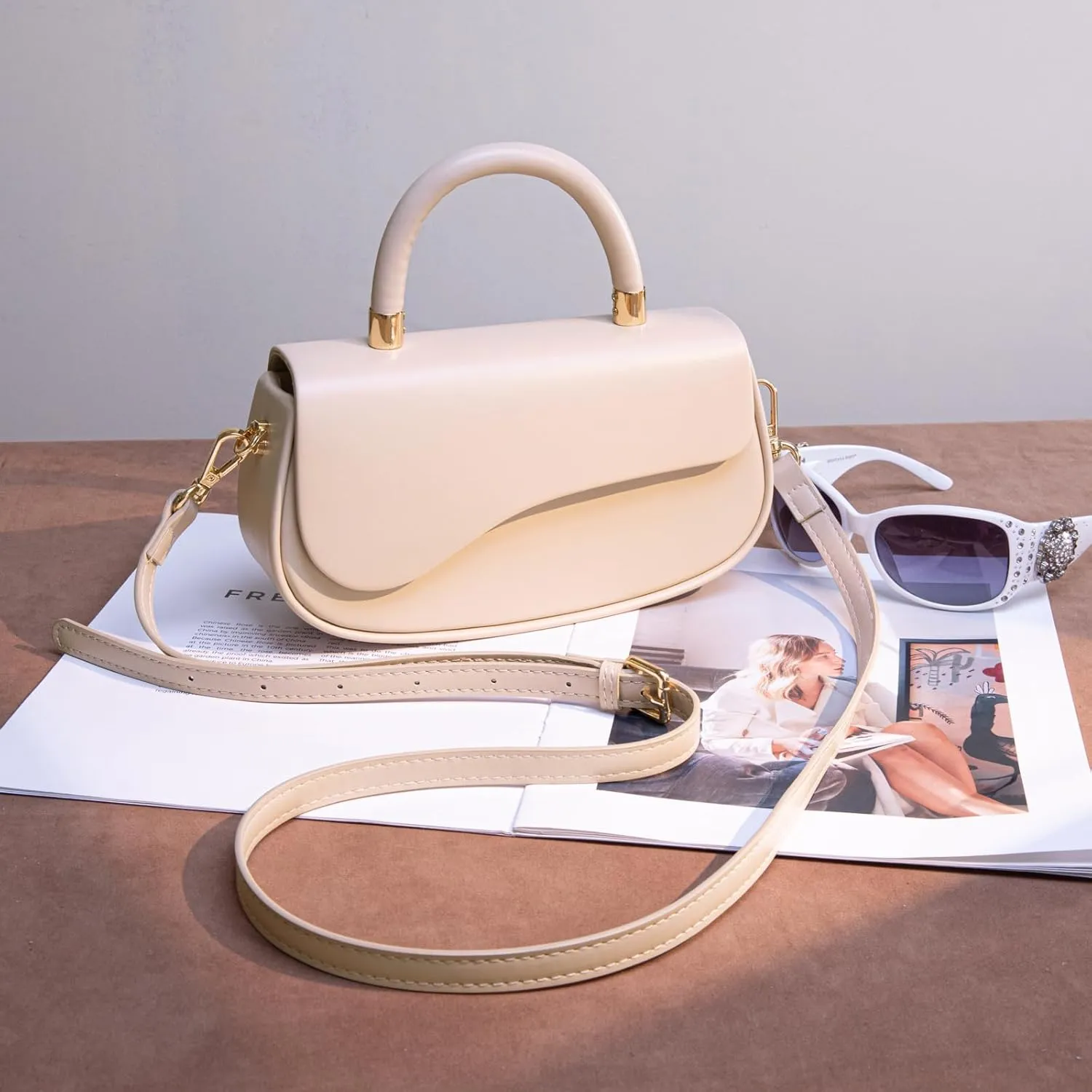 Milan Chiva Small Elegant Top Handle Purses for Women Mini Flap Cute Crossbody Purse