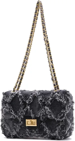 Milisente Women Shoulder Bag Small Quilted Denim Bag Chain Clutch Purses and Handbags Or Crossbody For Evening Formal Party