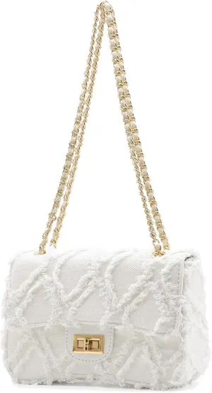 Milisente Women Shoulder Bag Small Quilted Denim Bag Chain Clutch Purses and Handbags Or Crossbody For Evening Formal Party