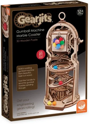 MindWare Gearjits: Gumball Machine Marble Coaster – Wooden 3D Building Puzzle for Teens & Adults – DIY STEM Building Toys for Kids – Fun for Adults Too – Ages 12 and Up