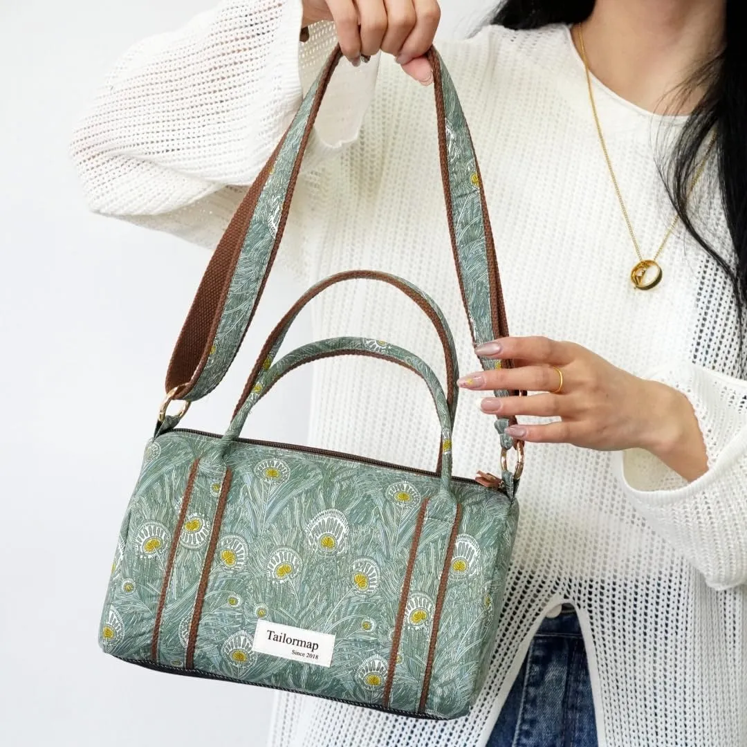 Mini Boston Bag for Women, Handmade Liberty Floral Satchel, Small Lightweight Designer Top Handle Crossbody Purse