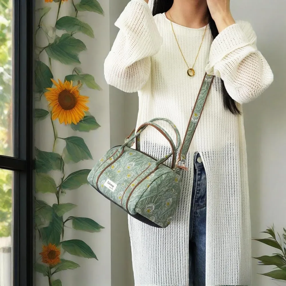 Mini Boston Bag for Women, Handmade Liberty Floral Satchel, Small Lightweight Designer Top Handle Crossbody Purse