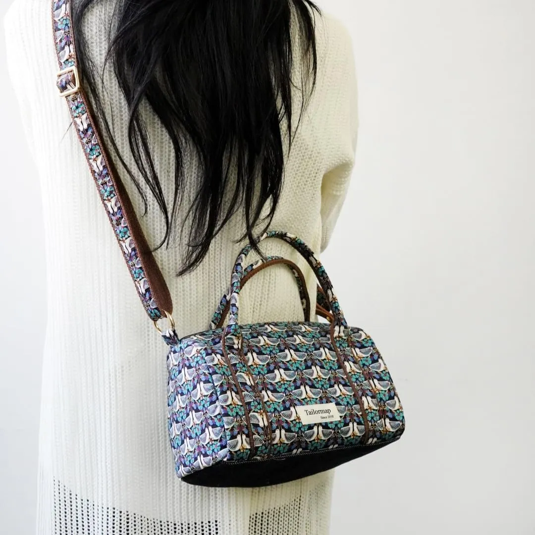 Mini Boston Bag for Women, Handmade Liberty Floral Satchel, Small Lightweight Designer Top Handle Crossbody Purse