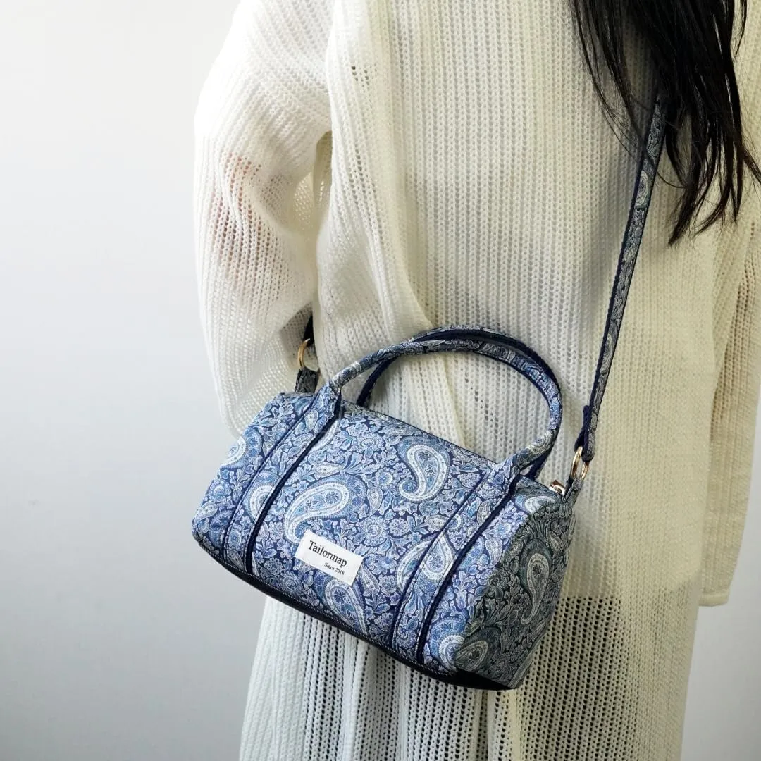 Mini Boston Bag for Women, Handmade Liberty Floral Satchel, Small Lightweight Designer Top Handle Crossbody Purse