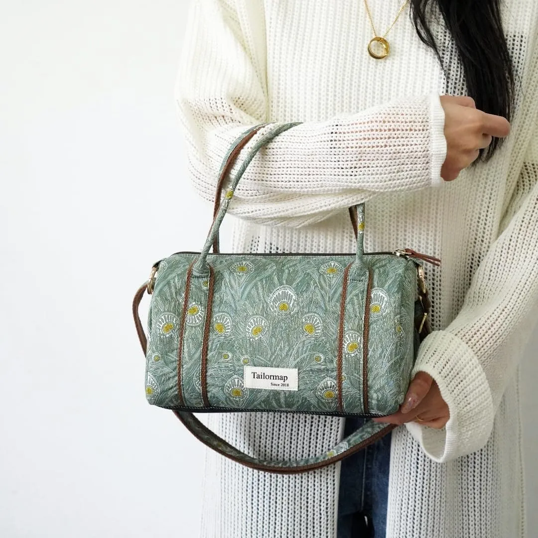 Mini Boston Bag for Women, Handmade Liberty Floral Satchel, Small Lightweight Designer Top Handle Crossbody Purse