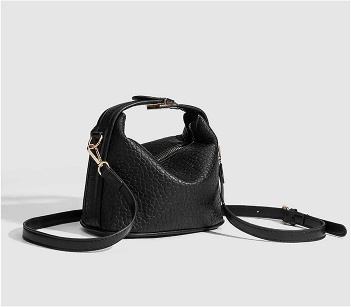Mini Bucket Bag Vintage Small Purse Handbag Pebbled Leather Purse Bag Crossbody Handbag for Women